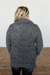 Snowflake Smiles Knit Turtle Neck Sweater- Charcoal