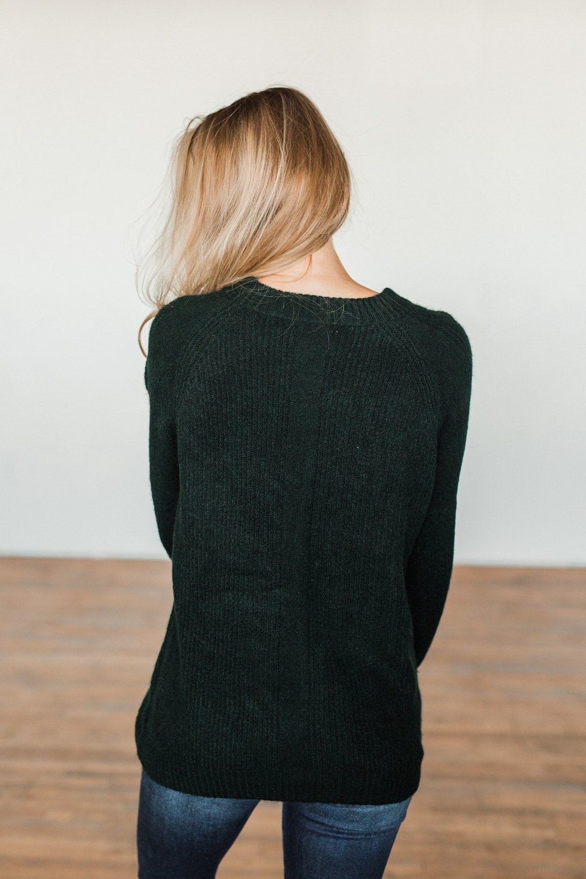 Live A Little Knit Sweater- Hunter Green