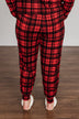 Chasing Snowflakes Plaid Lounge Bottoms- Red & Black
