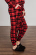 Chasing Snowflakes Plaid Lounge Bottoms- Red & Black