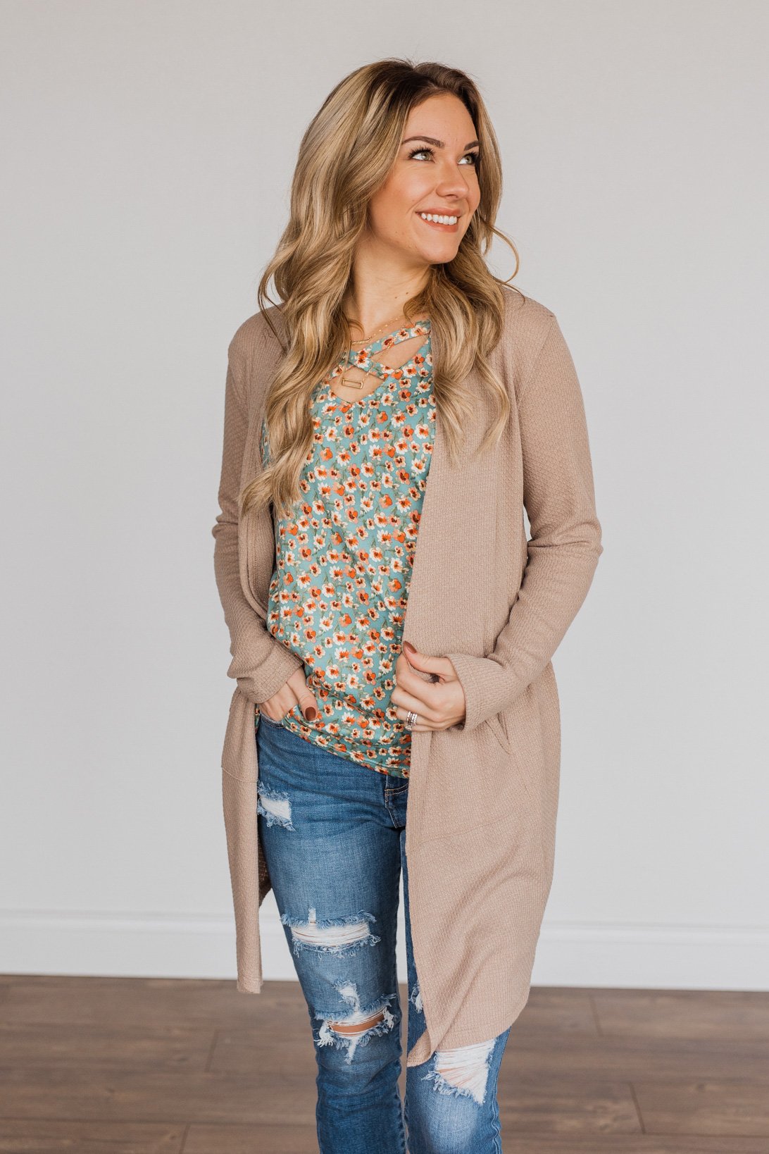Never Afraid Knit Cardigan- Taupe