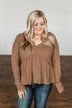 Light Shines Within Babydoll Knit Top- Mocha