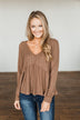 Light Shines Within Babydoll Knit Top- Mocha