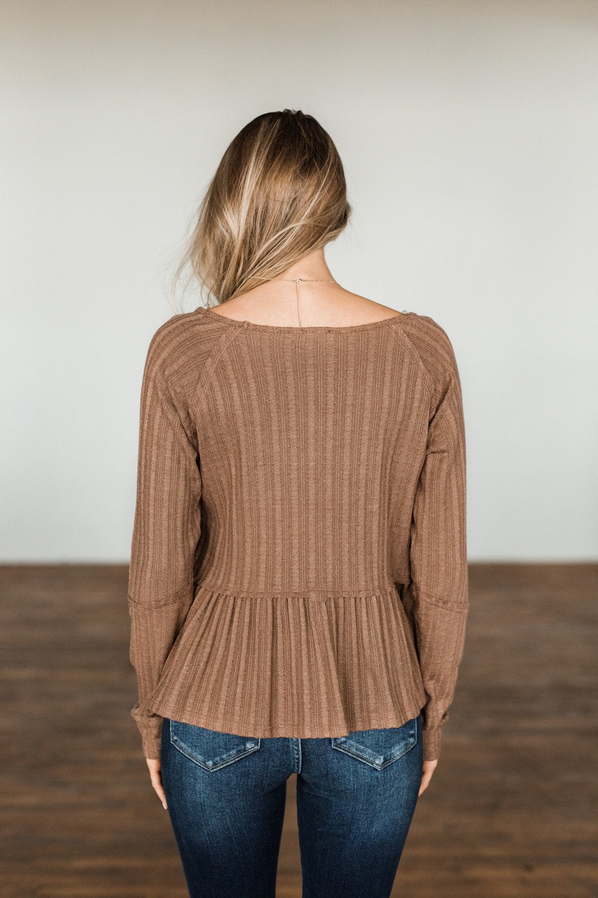 Light Shines Within Babydoll Knit Top- Mocha