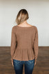 Light Shines Within Babydoll Knit Top- Mocha