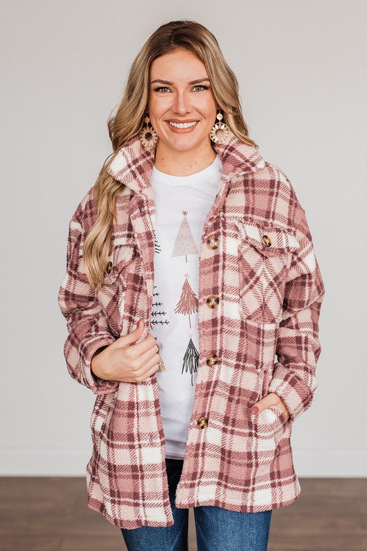 Plaid sherpa discount jacket women's