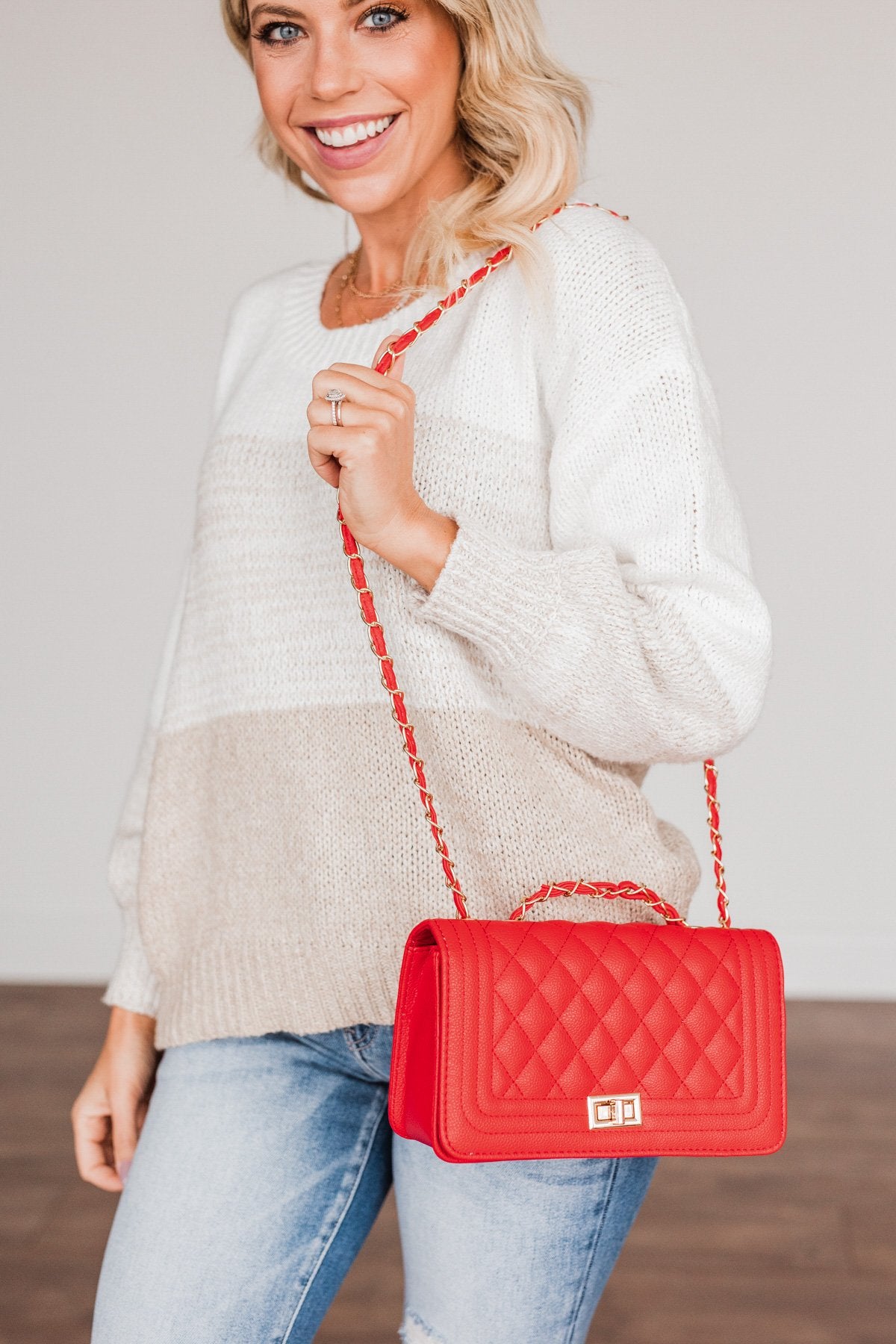 Stay Stylish Quilted Purse- Holiday Red
