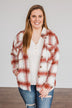 Winter Days Plaid Button Down Jacket- Red & Ivory