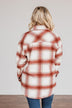 Winter Days Plaid Button Down Jacket- Red & Ivory