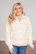Simple Days Plush Button Pullover- Cream