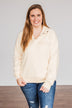 Simple Days Plush Button Pullover- Cream
