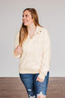 Simple Days Plush Button Pullover- Cream
