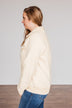 Simple Days Plush Button Pullover- Cream