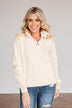Simple Days Plush Button Pullover- Cream