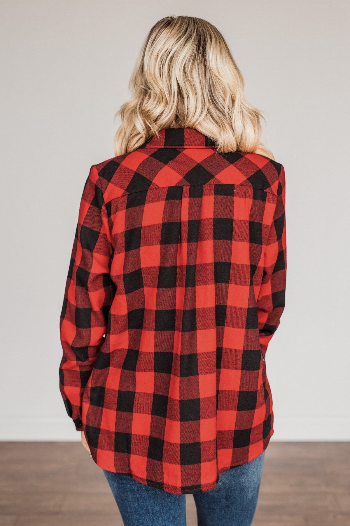 Holiday Wishes Plaid Button Down- Red & Black