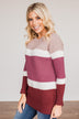 Melting Hearts Color Block Sweater- Magenta