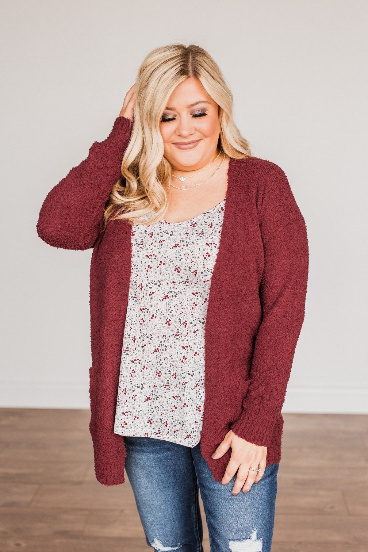 Wine red cardigan hotsell