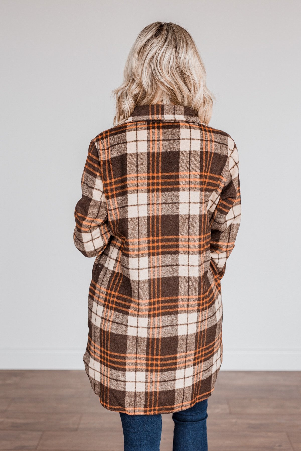 Time With You Plaid Top- Orange & Chocolate