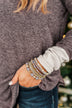 Always Elegant Beaded Bracelet Set- Steel Grey & Gold