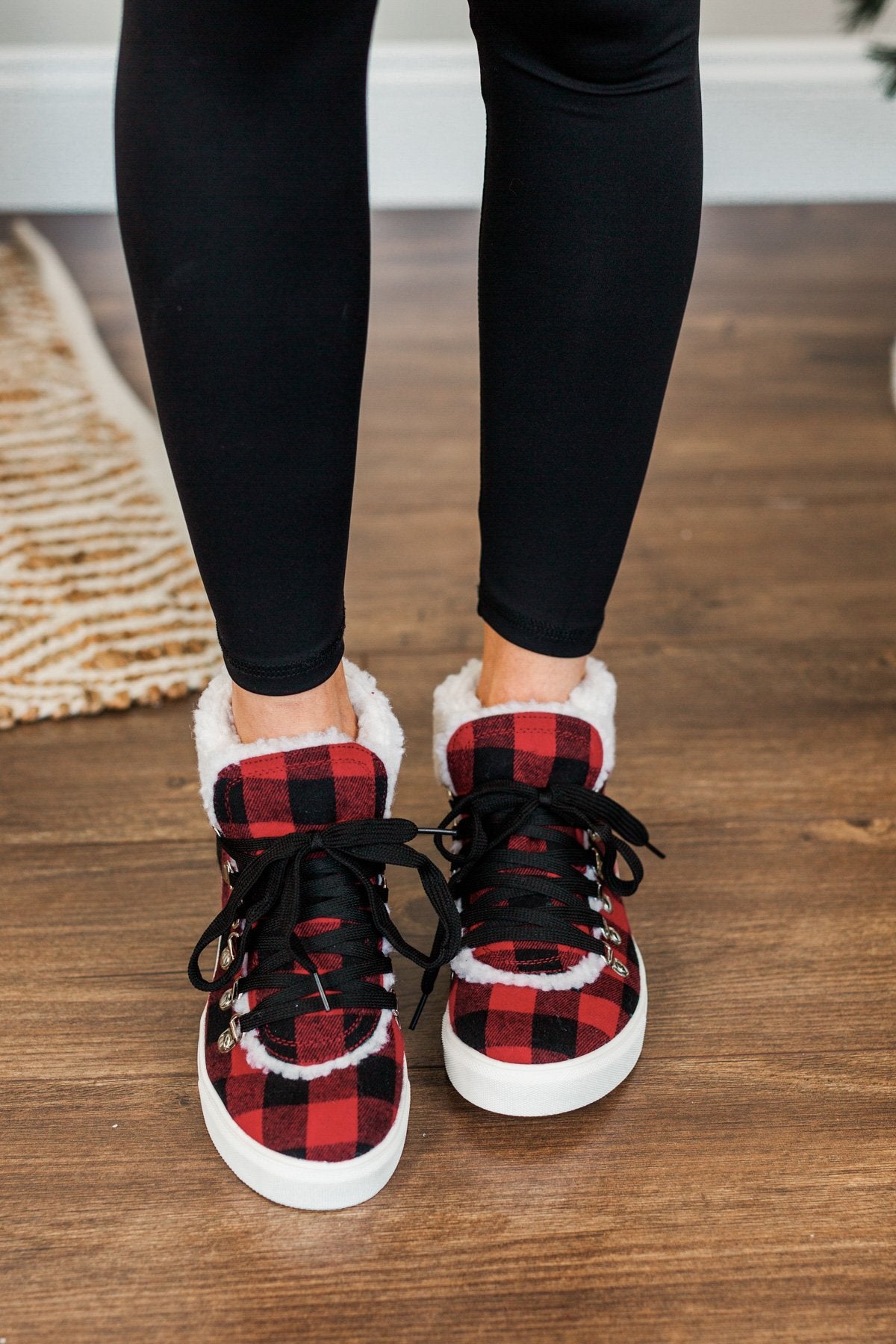 Very G Snuggly Sneakers- Red Buffalo Plaid