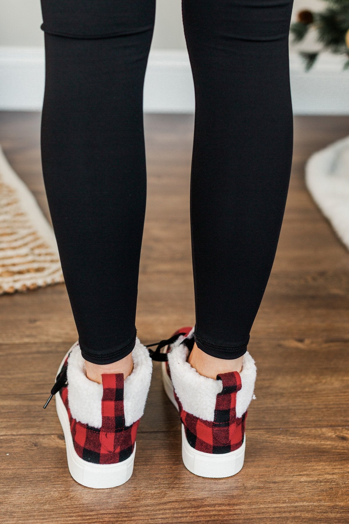 Very G Snuggly Sneakers- Red Buffalo Plaid