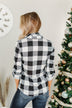Fall Into The Night Plaid Button Top- Black & White