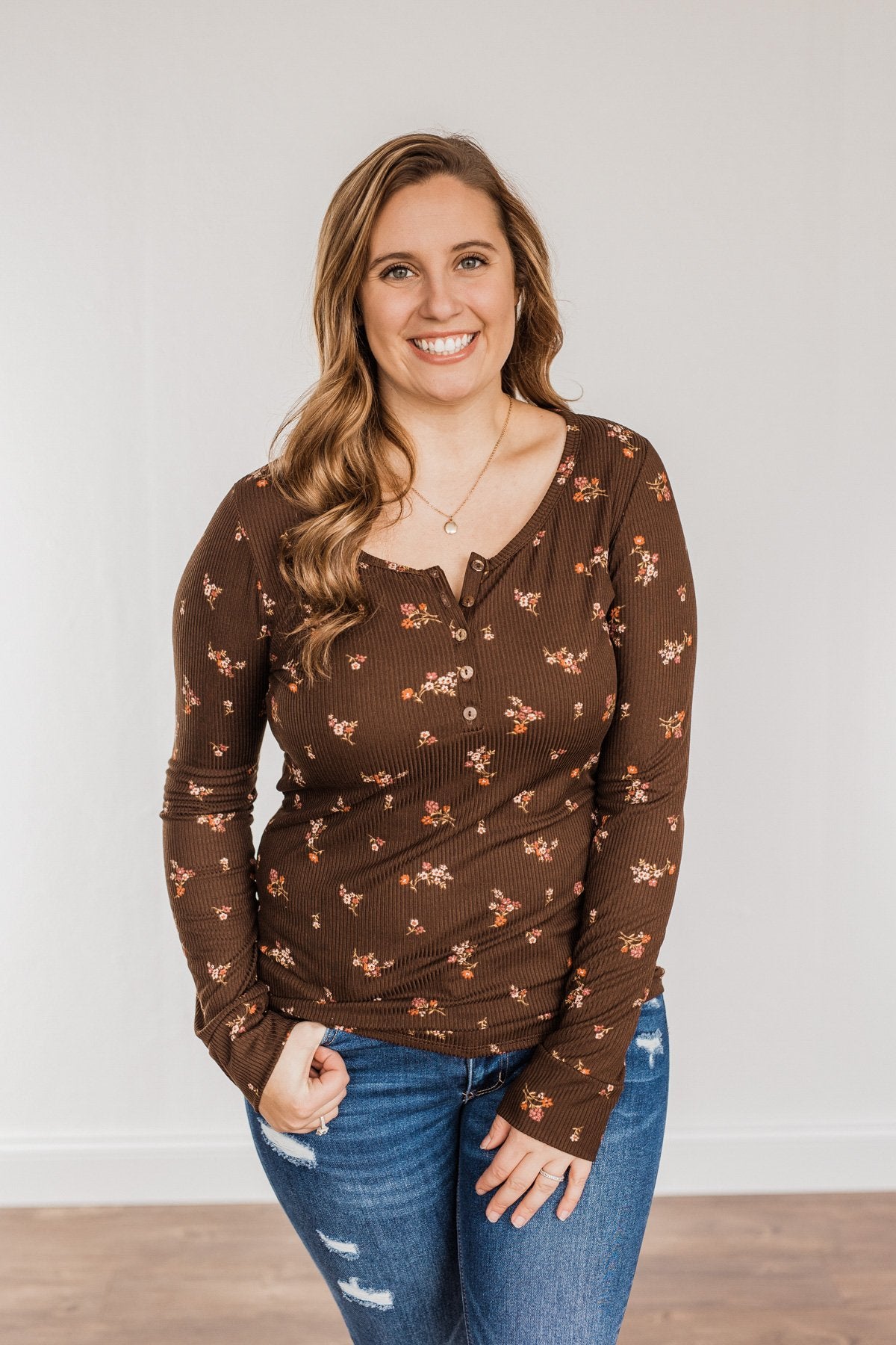 Piercing Beauty Long Sleeve Top- Brown