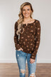 Piercing Beauty Long Sleeve Top- Brown