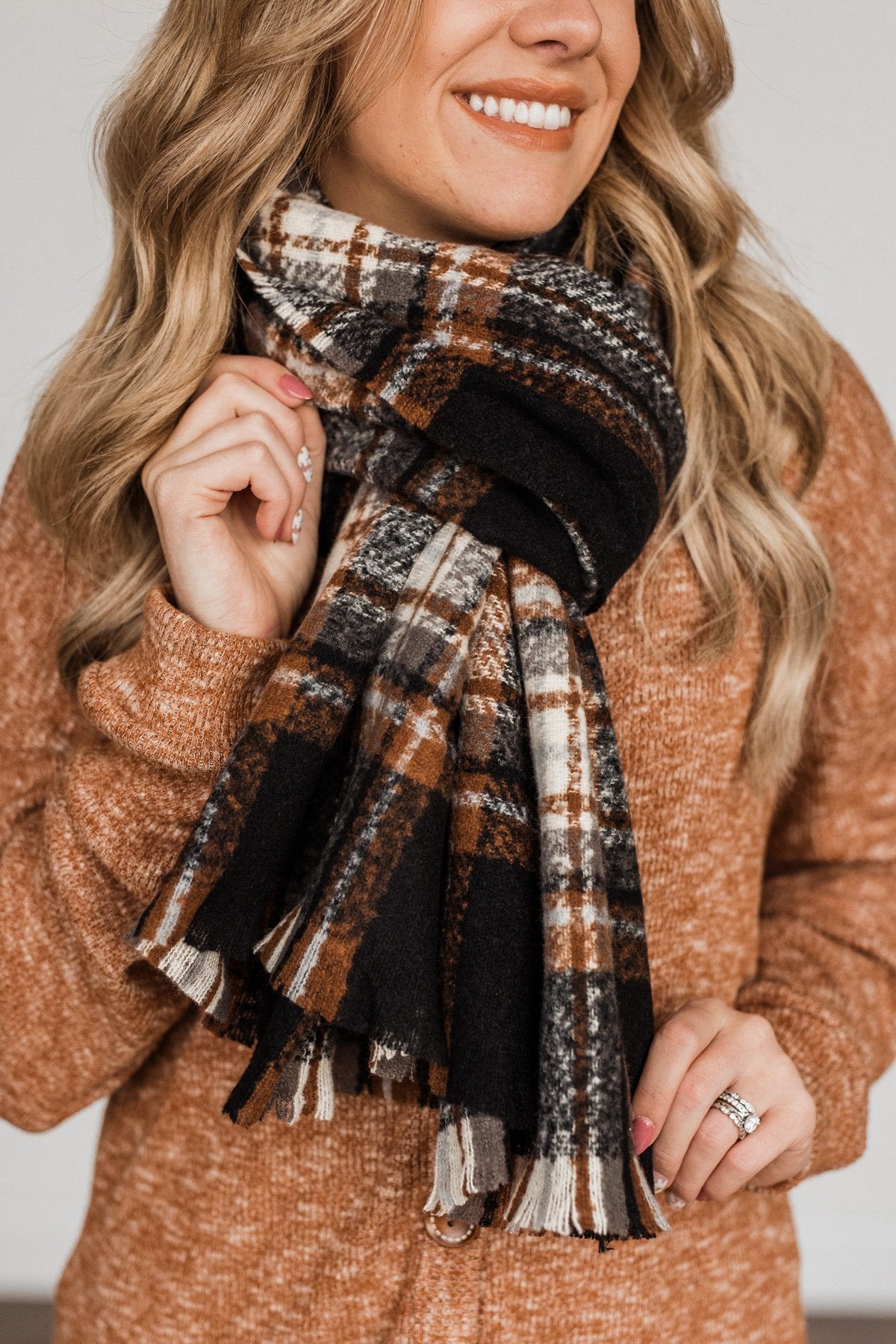 The Best Of Times Plaid Scarf- Black