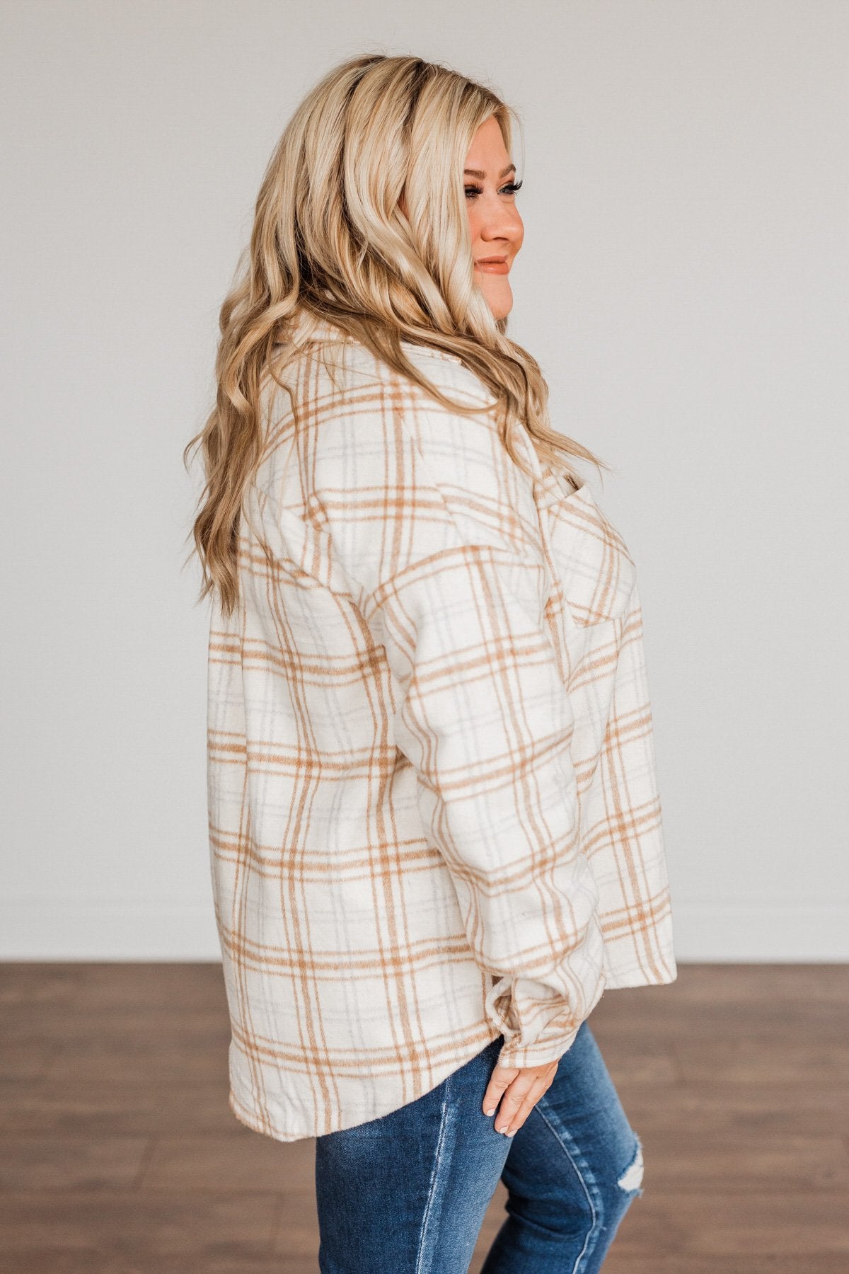 Happiest Of All Plaid Jacket- Cream & Taupe