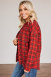 Catching Snowflakes Button Plaid Top- Red