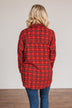 Catching Snowflakes Button Plaid Top- Red