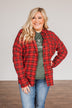 Catching Snowflakes Button Plaid Top- Red