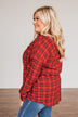 Catching Snowflakes Button Plaid Top- Red