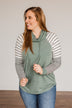 Winter Is Magic Cowl Neck Top- Light Olive