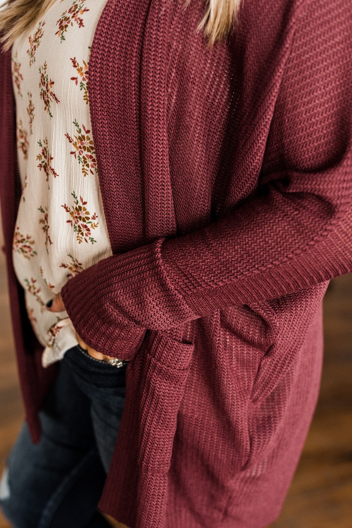 Maroon online knit cardigan