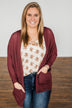 Sincerely Yours Knit Cardigan- Burgundy