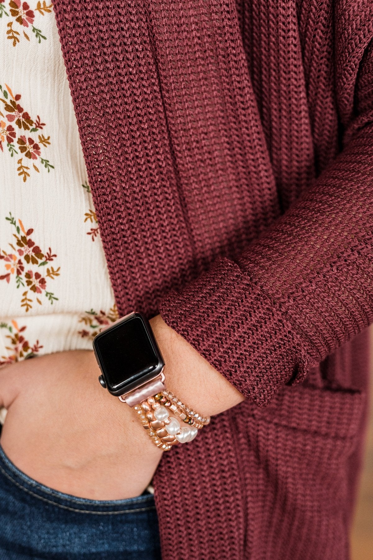 Beaded Watch Band- Blush, Ivory, Rose Gold