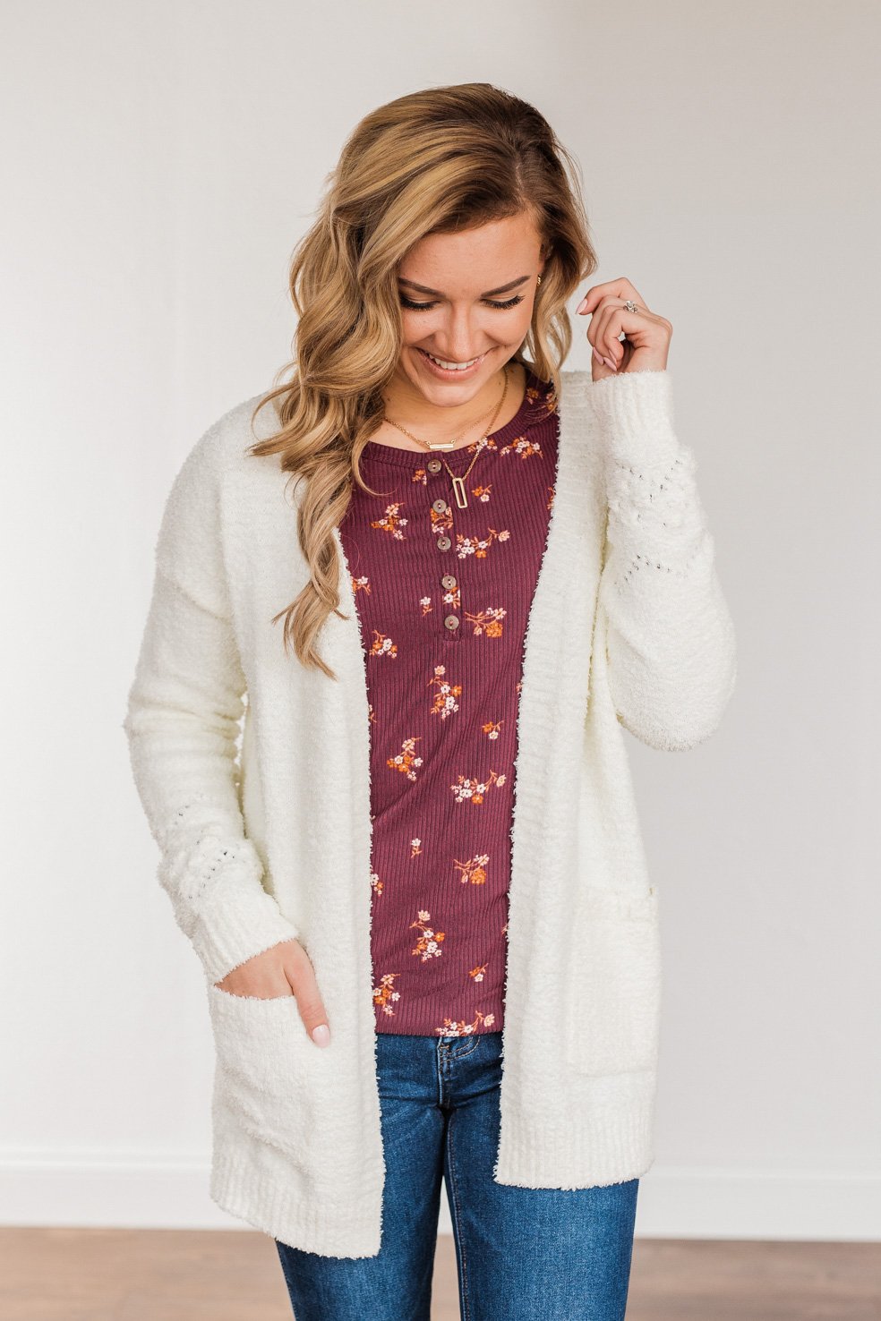 Cold Hands Warm Heart Knit Cardigan- Ivory