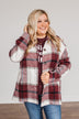 Winter Blessing Plaid Jacket- Burgundy & Ivory