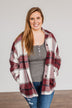 Winter Blessing Plaid Jacket- Burgundy & Ivory