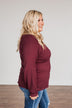 Walk In The Woods Balloon Sleeve Sweater- Wine