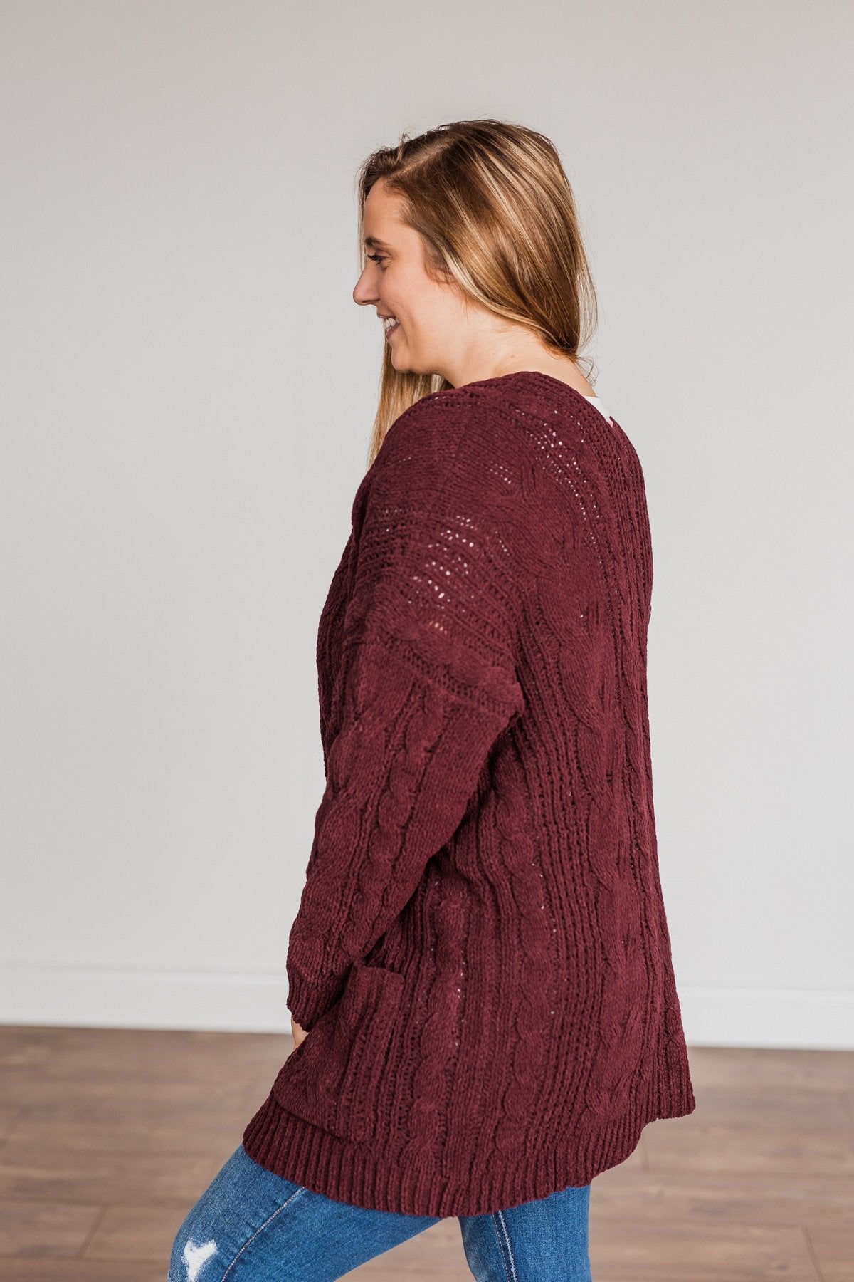 Feeling Grateful Knit Cardigan- Wine
