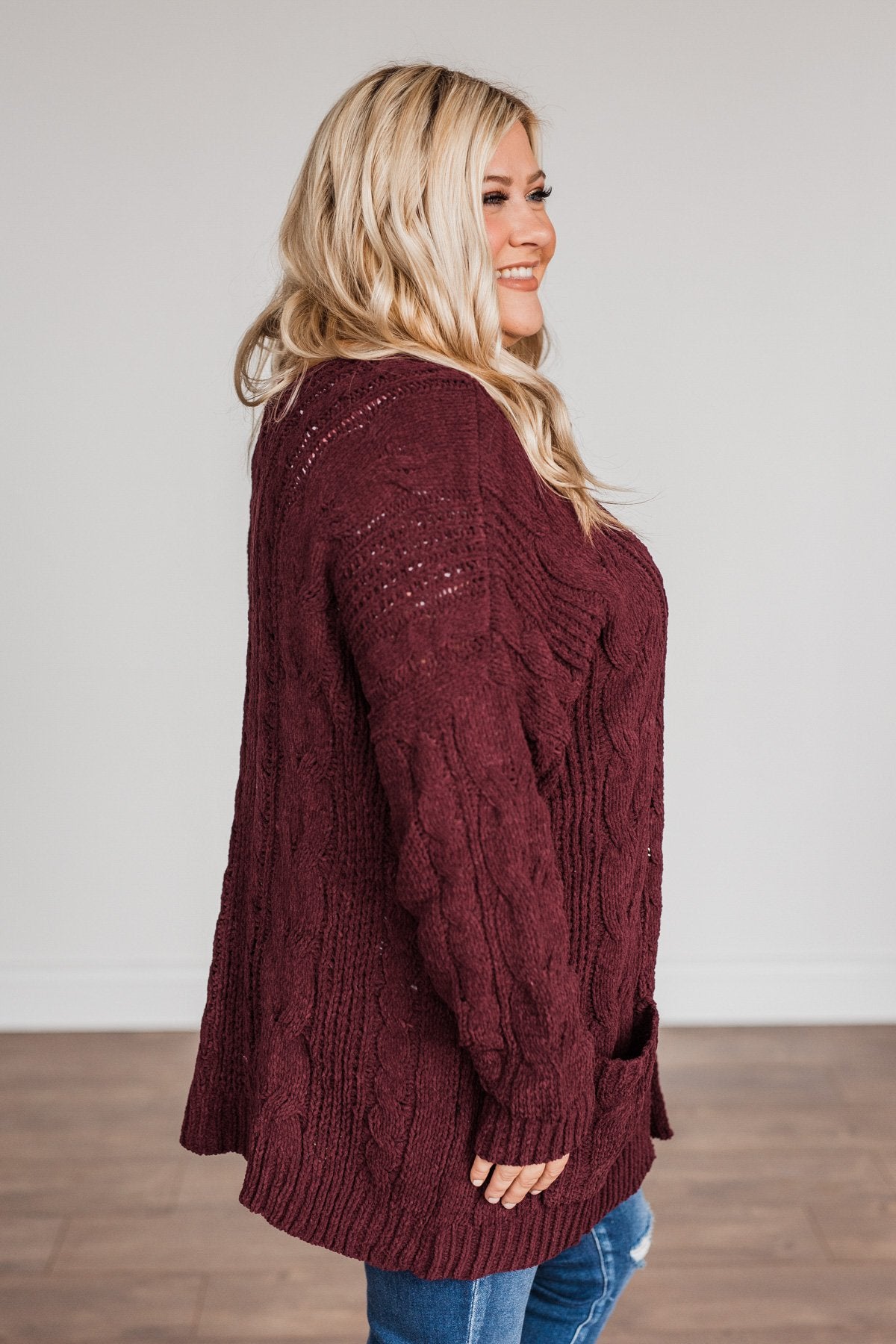 Feeling Grateful Knit Cardigan- Wine