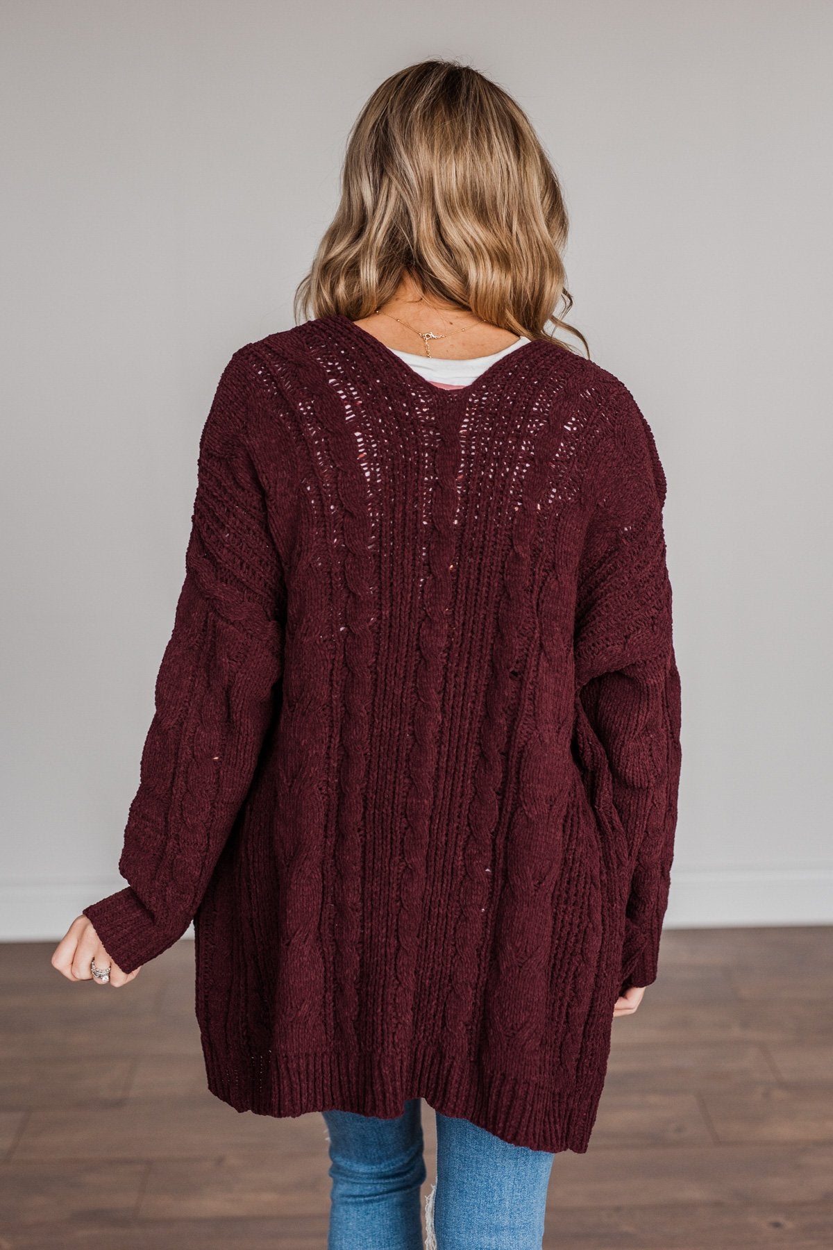 Feeling Grateful Knit Cardigan- Wine