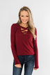 Never Ending Smiles Criss Cross Top- Burgundy