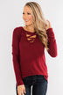 Never Ending Smiles Criss Cross Top- Burgundy