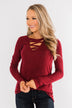 Never Ending Smiles Criss Cross Top- Burgundy