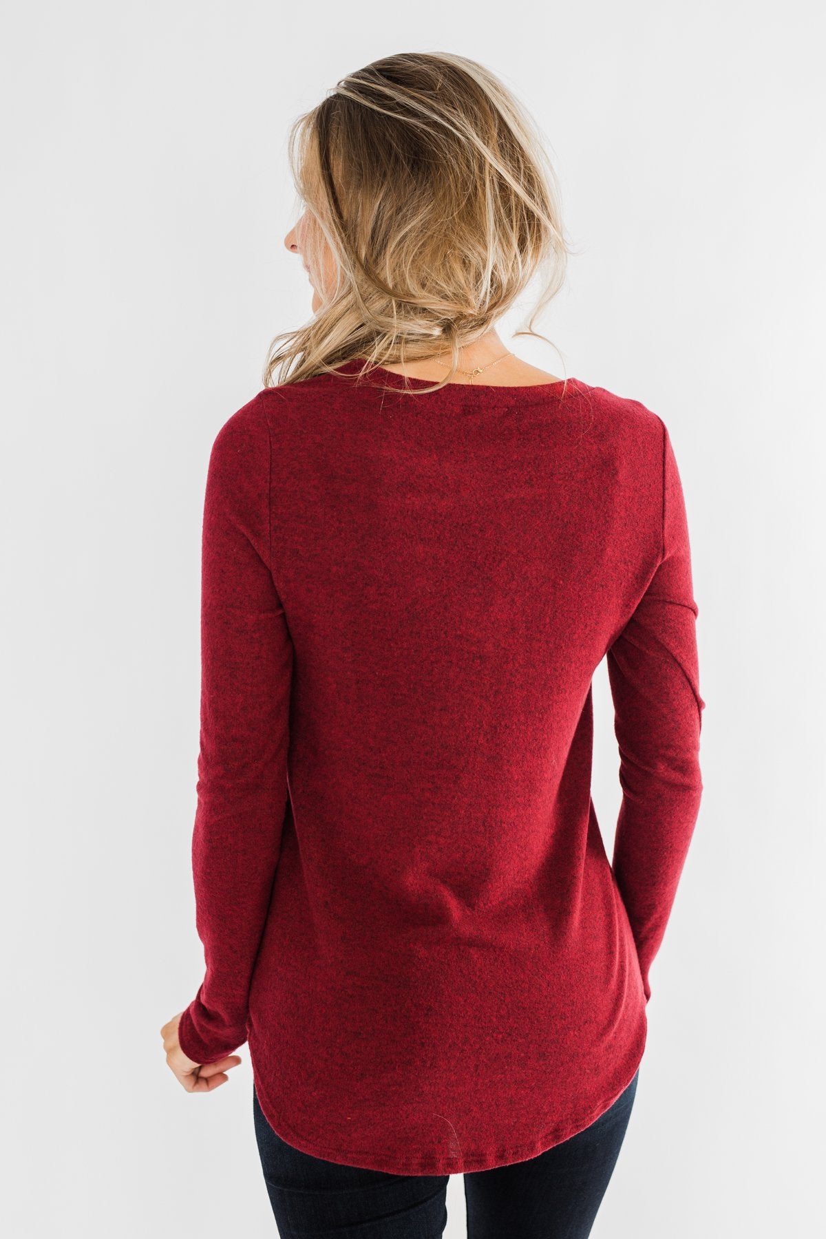 Never Ending Smiles Criss Cross Top- Burgundy