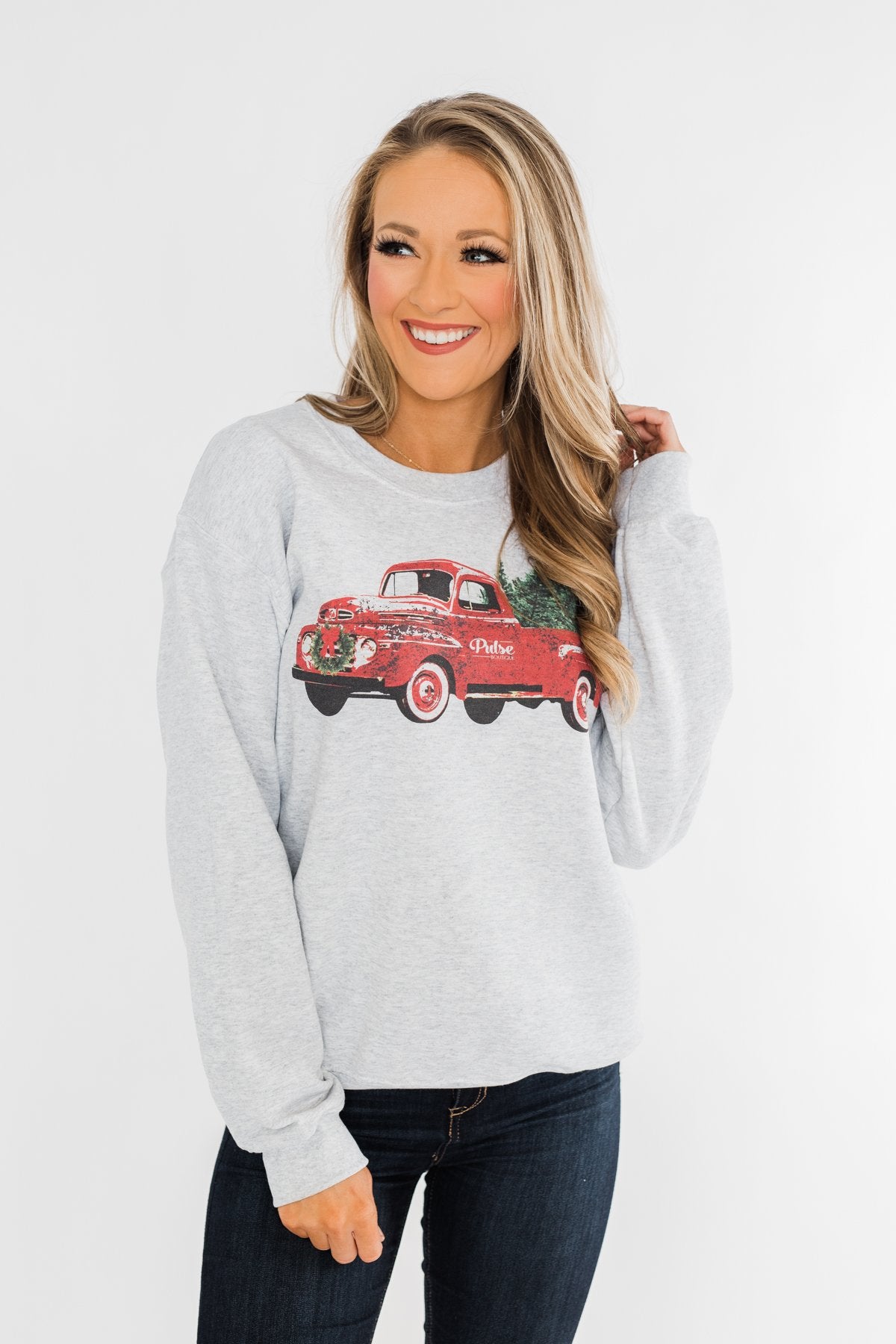Pulse Exclusive Festive Graphic Pullover- Heather Grey